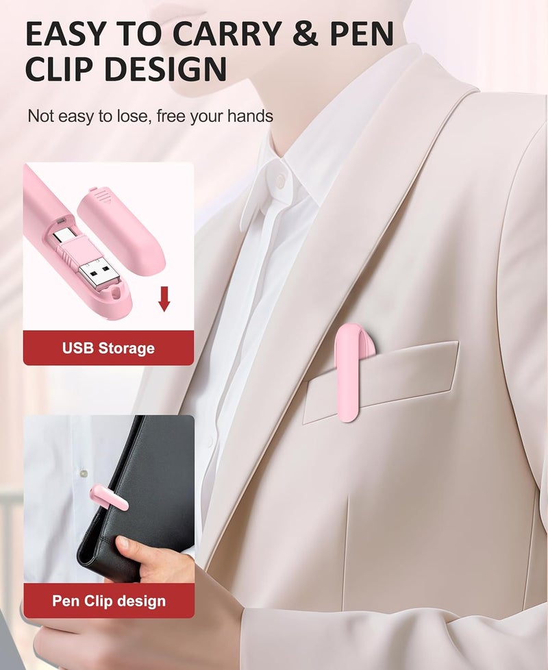 HEYLACOOLX Presentation Clicker Rechargeable Pink Wireless Presentation Remote Presenter Long Range PPT Clicker with Pointer Slide Advancer for Classroom Teacher Mac/Windows/Linux, Google Slide/PPT/Keynote - Image 3